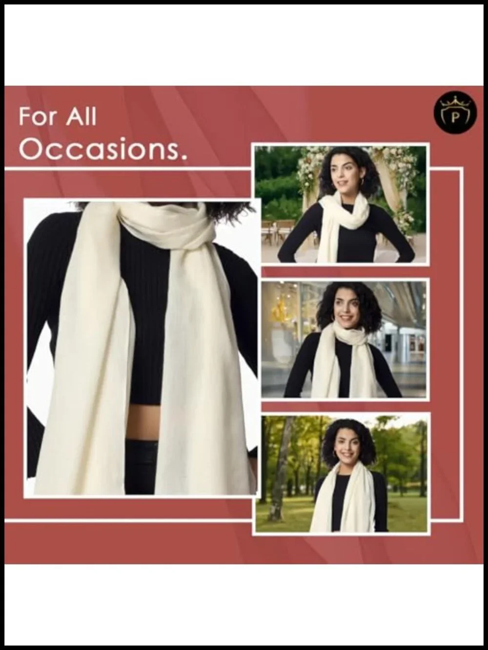 Ultra-Thin Merino Wool Scarf Soft Warm Featherlight Cozy Luxurious Shawl Travel